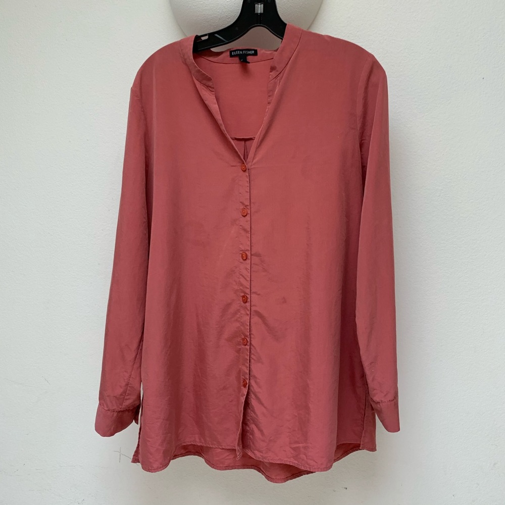 Eileen Fisher button up shirt dusty rose color